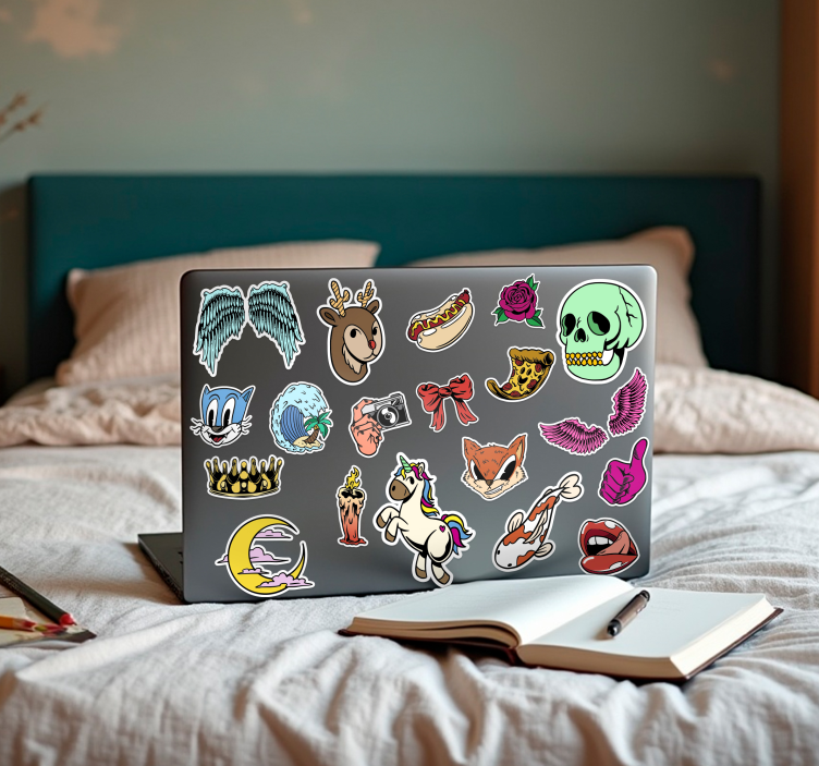 Willekeurige ontwerpen ingesteld laptop sticker - TenStickers