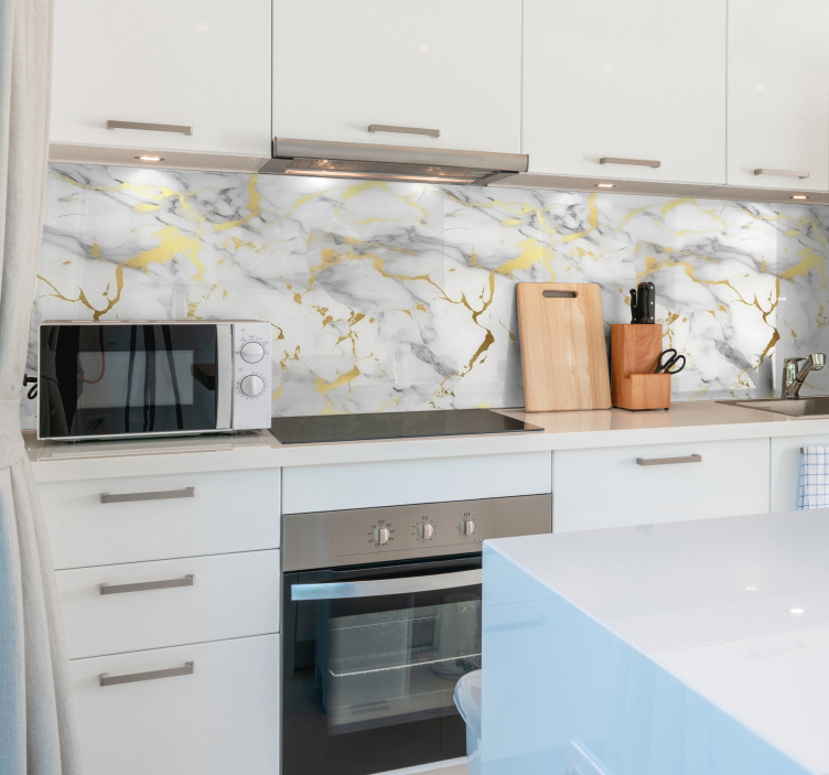 Wit marmer met gouden aders Decoratie sticker - TenStickers