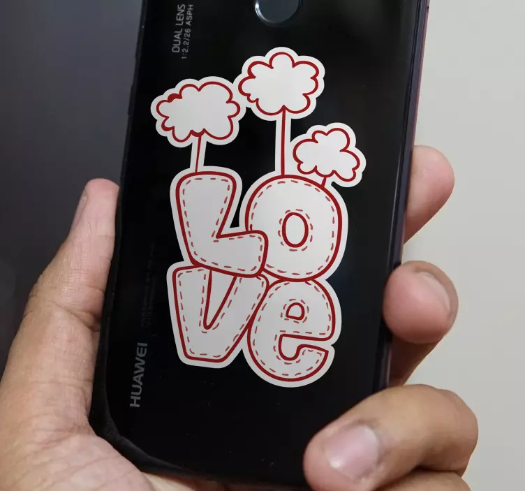 Wolken boven liefdestekst huawei sticker - TenStickers