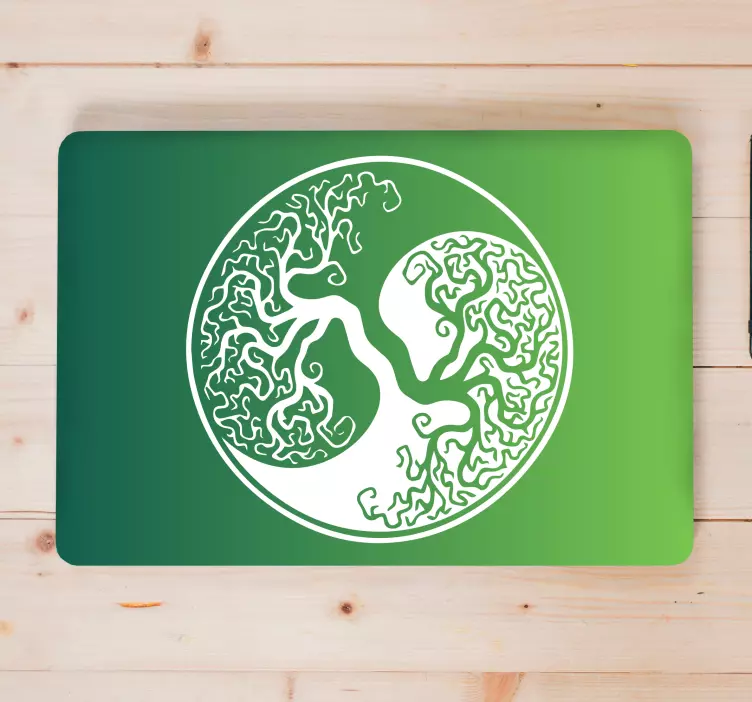 Yin yang bomen laptop sticker - TenStickers