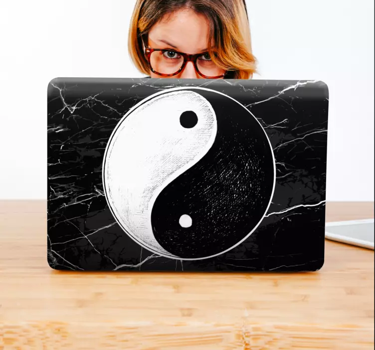 Yin yang embleem laptop sticker - TenStickers