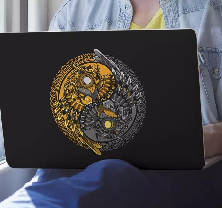 Yin yang vogels laptop sticker - TenStickers