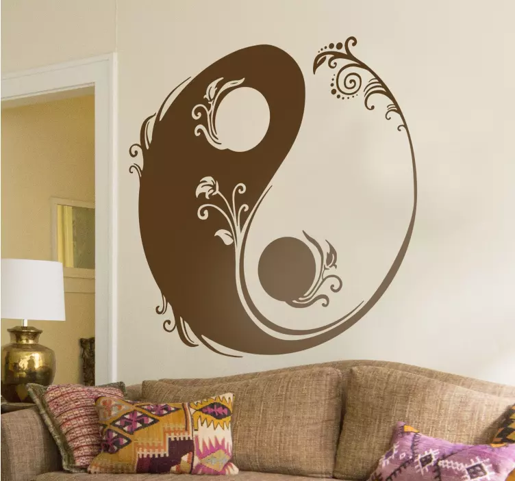 Ying Yang bloemen sticker - TenStickers