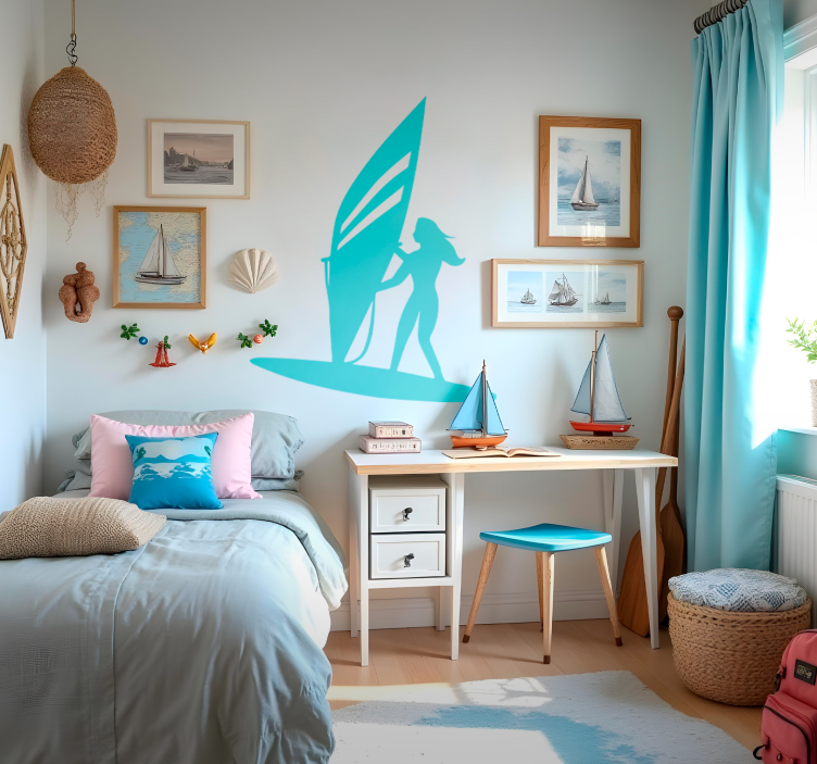 Zeilmeisje surf sticker - TenStickers