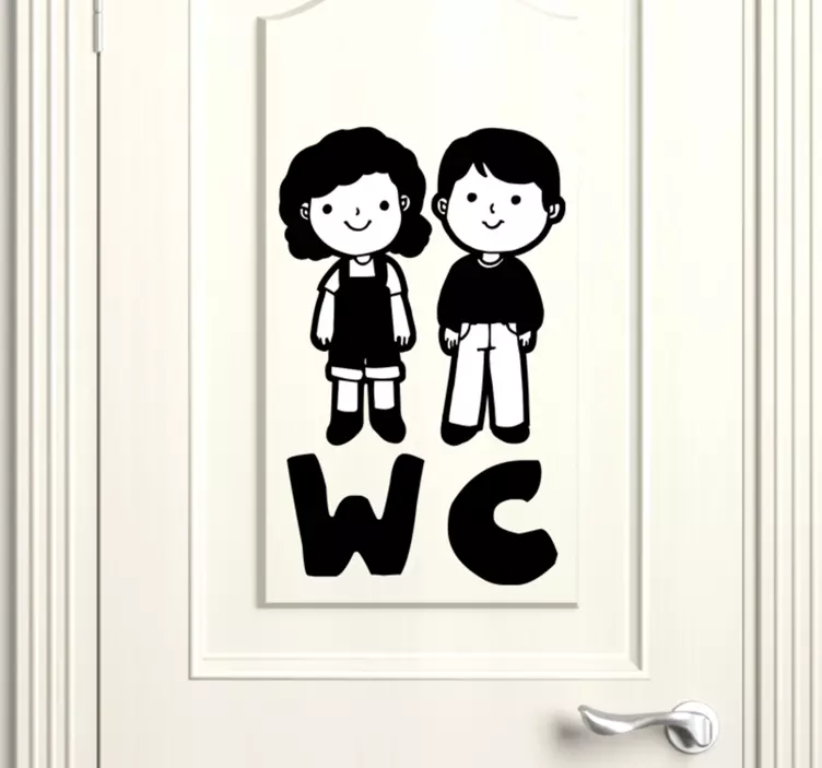 zelfklevende sticker wc deur kinderen - TenStickers