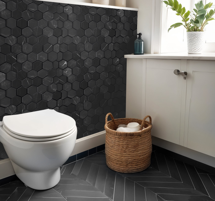 Tegelstickers badkamer hexagon grijs - TenStickers