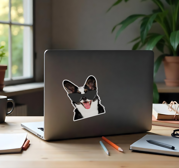 Zonnebril leuke hond laptop sticker - TenStickers