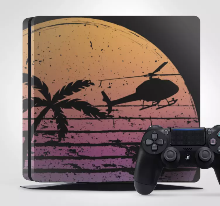 Zonsondergang helikopter scène ps4 sticker - TenStickers