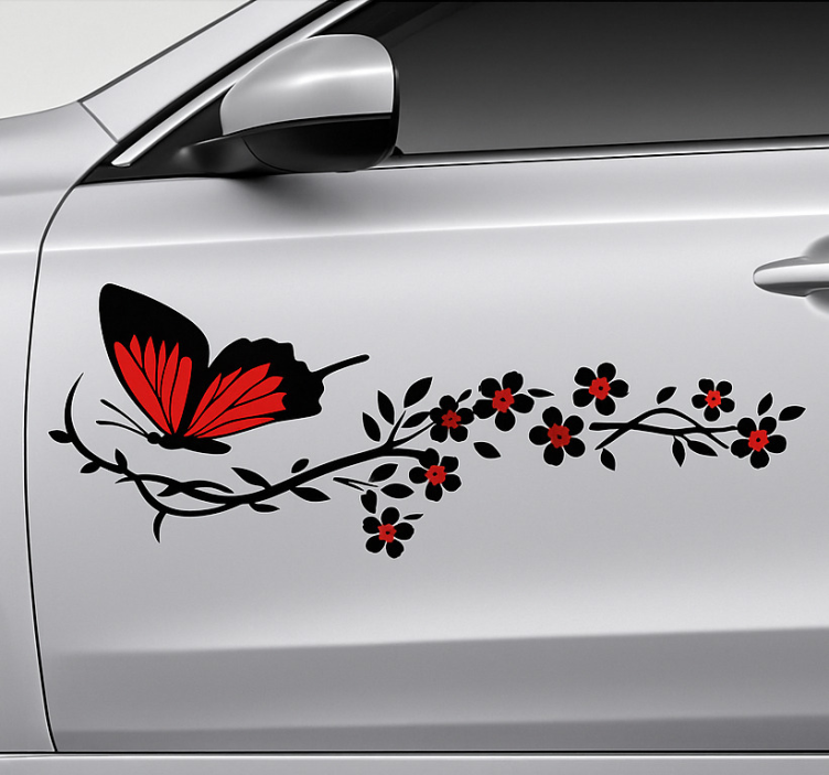 Zwart rood vlindereffect autosticker - TenStickers