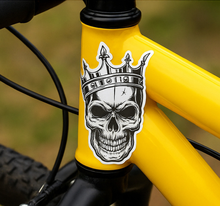 Zwart-witte schedel fiets sticker - TenStickers