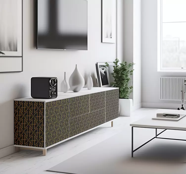 Zwarte en gouden lijnen meubel sticker - TenStickers