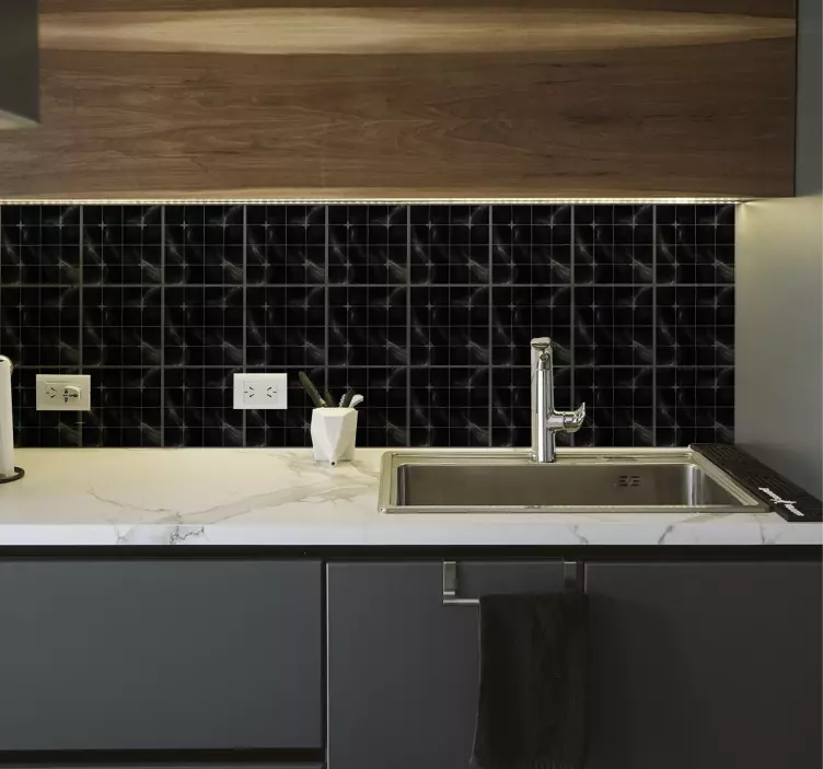 Zwarte tegels bistro vintage sticker - TenStickers