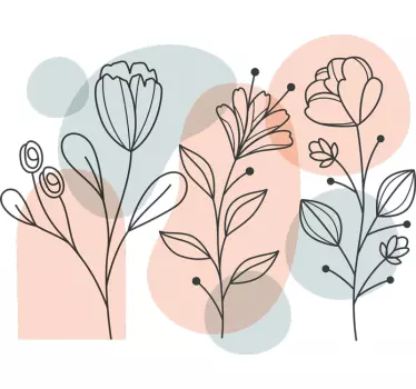 Minimalistische bloemen slaapkamer muursticker - TenStickers