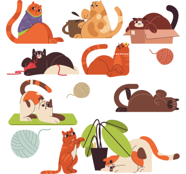 Spelende katten Raamsticker - TenStickers