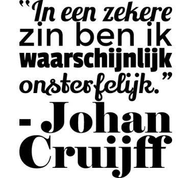 Muursticker voetbal tekst woonkamer Johan Cruijff onsterfelijk - TenStickers