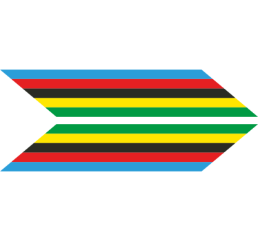 Pijlpunt met wereldkampioenskleuren fiets sticker - TenStickers