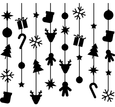 Kerst raamsticker hangende iconen - TenStickers