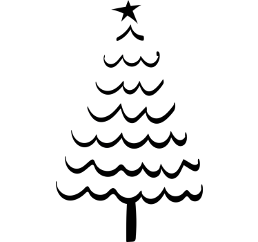 Handgetekende boom kerst sticker - TenStickers