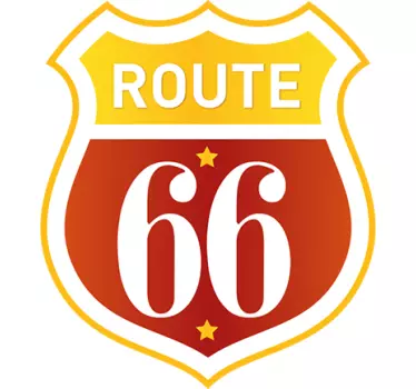 Muursticker woonkamer retro logo Route 66 - TenStickers