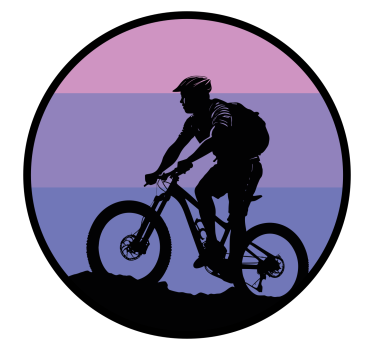 Paarse zonsondergang fiets sticker - TenStickers