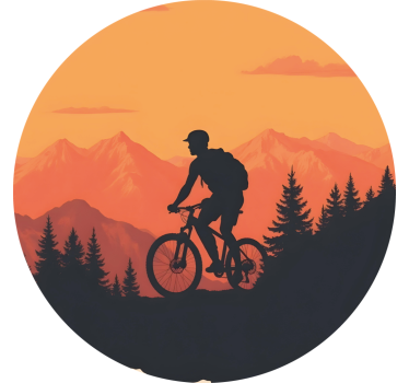 Oranje zonsondergang fiets sticker - TenStickers