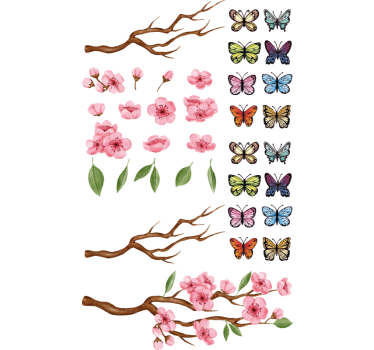 Takken en vlinders raamsticker - TenStickers