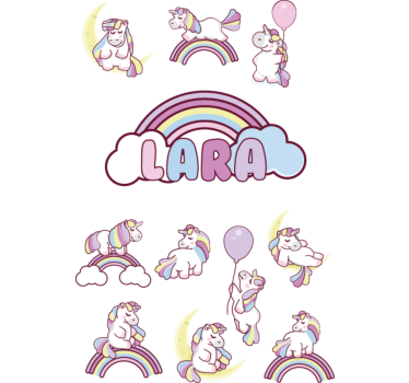 Eenhoorns en regenbogen raamsticker - TenStickers