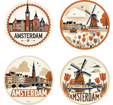Amsterdamse badges sticker landen en steden - TenStickers