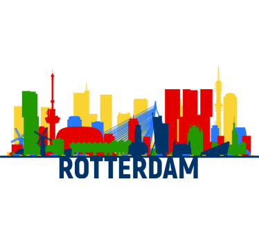 Rotterdam skyline gekleurd sticker landen en steden - TenStickers