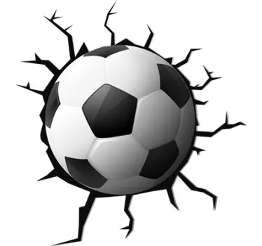 Muursticker voetbal in muur - TenStickers