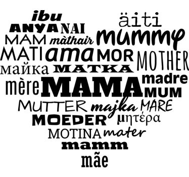 Moeder woordwolk hartvorm etalage sticker - TenStickers