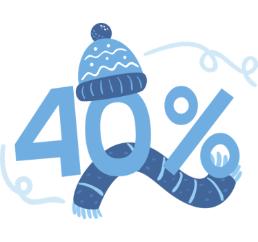 Blauwe winterkorting korting sticker - TenStickers