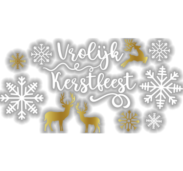 Gouden herten landschap etalage sticker - TenStickers