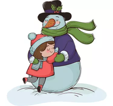 Raamsticker kerst sneeuwpop knuffel - TenStickers