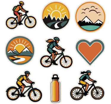 Willekeurige fietsset fiets sticker - TenStickers