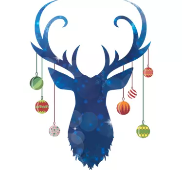Sticker kerst hert met kerstballen - TenStickers