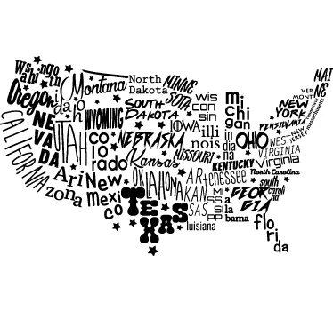 Muursticker tekst landkaart USA - TenStickers