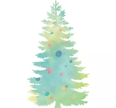 Muursticker kerstboom waterverf stijl - TenStickers