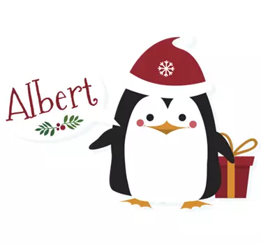 Sticker kerst pinguïn personaliseerbaar - TenStickers