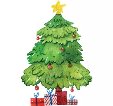 Sticker kerstboom met cadeaus - TenStickers