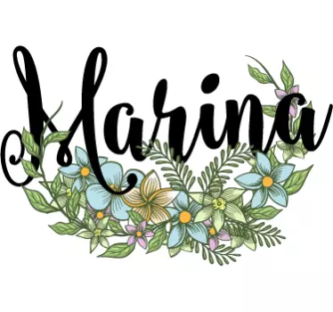 Deursticker bloemen met naam - TenStickers