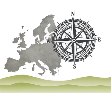 Wereldwijd landschap en kompas caravan sticker - TenStickers