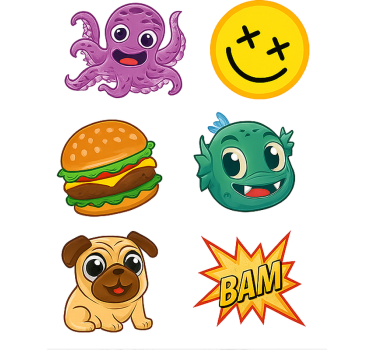 Verzameling tekenfilmfiguren fiets sticker - TenStickers