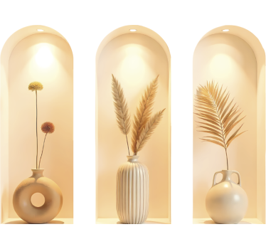 Beige planten triptiek sticker met visuele effecten - TenStickers