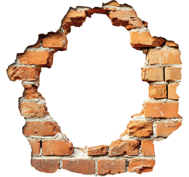 Gebroken stenen muur sticker met visuele effecten - TenStickers