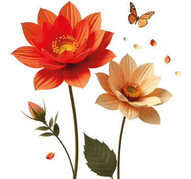 Grote bloemen sticker met visuele effecten - TenStickers