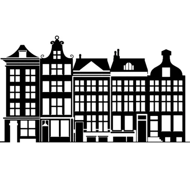 Raamsticker huisjes langs gracht - TenStickers