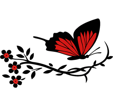 Zwart rood vlindereffect autosticker - TenStickers