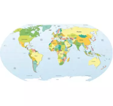 Muursticker wereldkaart atlas - TenStickers