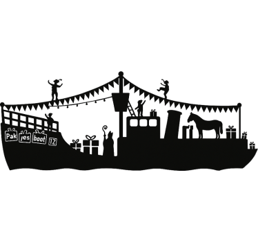 Raamsticker pakjesboot sinterklaas sticker - TenStickers